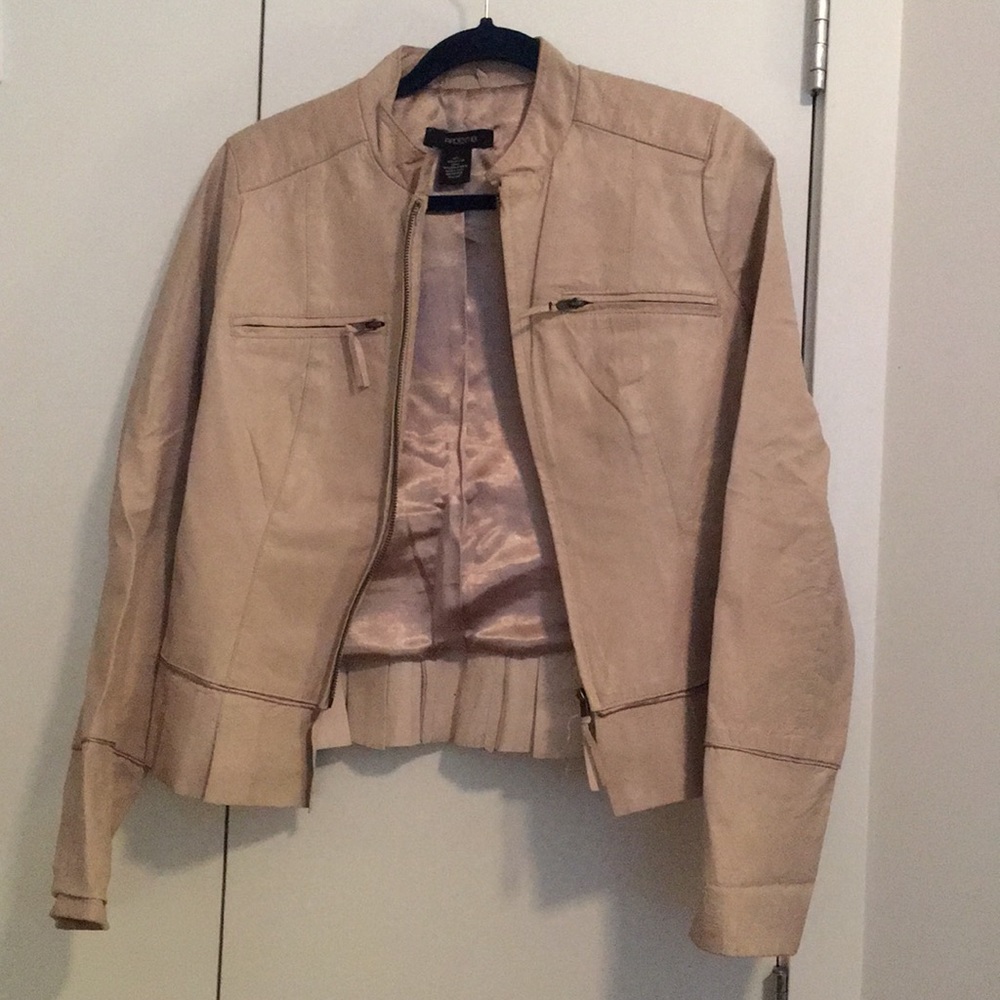Cream Leather Jacket